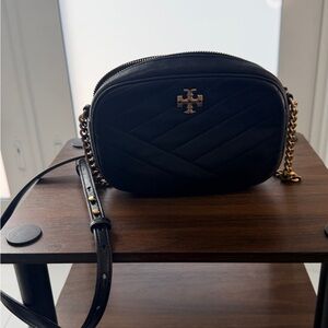 Tory Burch Black Quilted Crossbody with Gold Accents